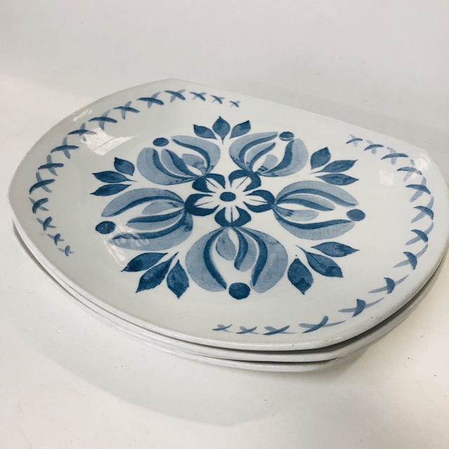PLATE, 1960s Blue White Floral